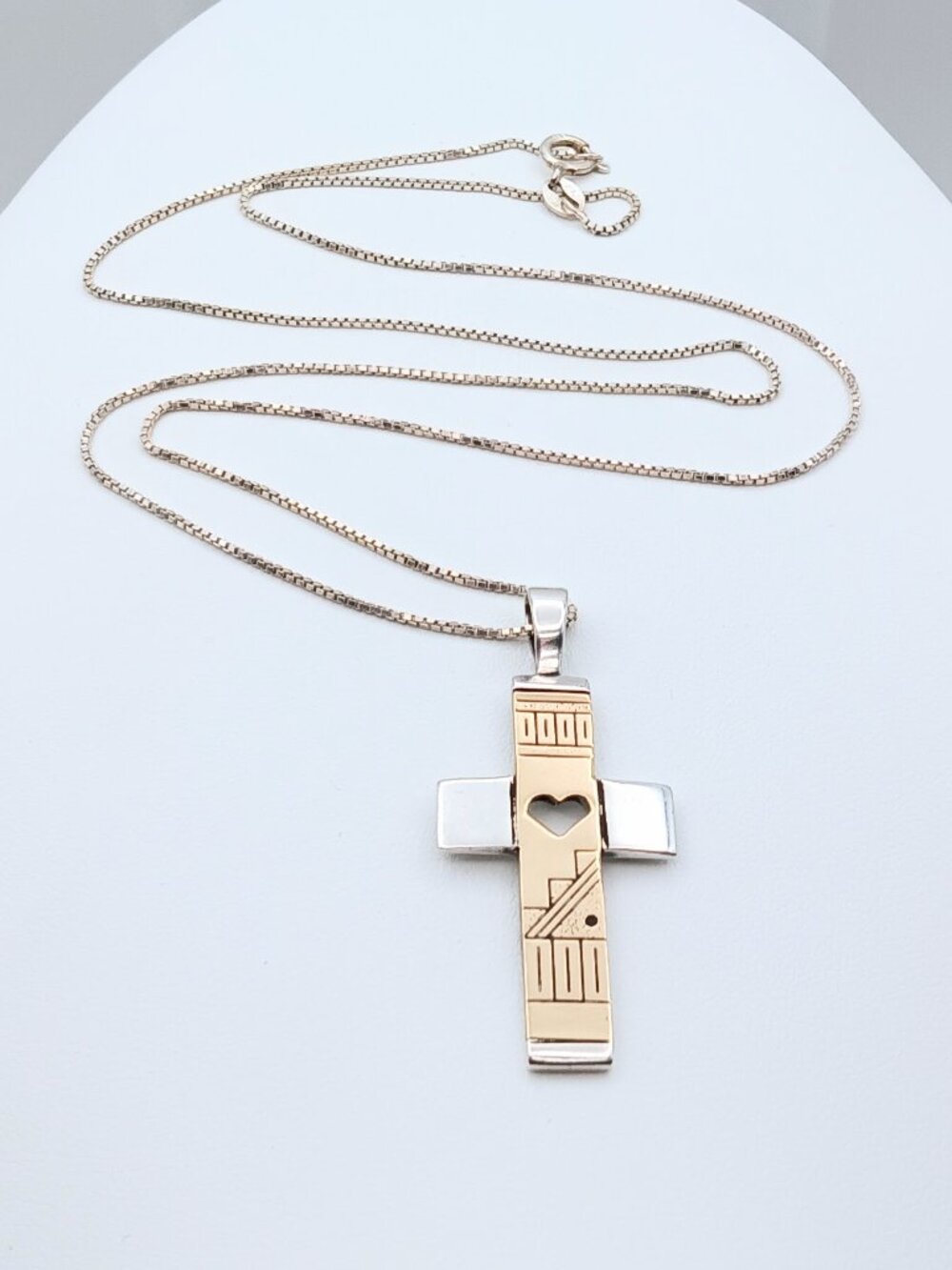 Roderick Tenorio Carolyn Pollack 925 Sterling Silver 14K Gold Cross Necklace